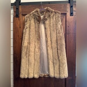 Fabulous Furs Luxurious Faux Fur Cape in Tan